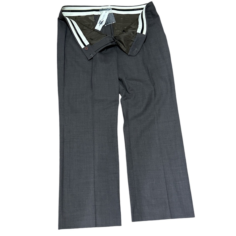Theory Calvan C Tailor Brown Wool Straight Leg Ankle Pants size 12 NWT